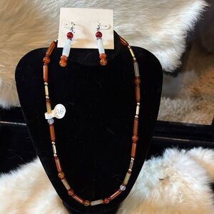 Elegant semi precious Beaded Necklace and Earring Set